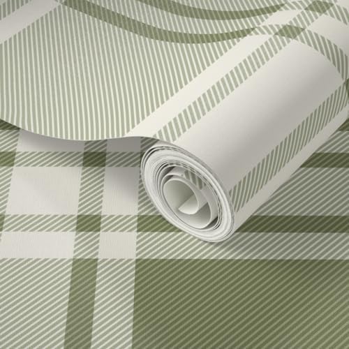 Spoonflower Sage Green Plaid Peel and Stick Wallpaper - Image 2