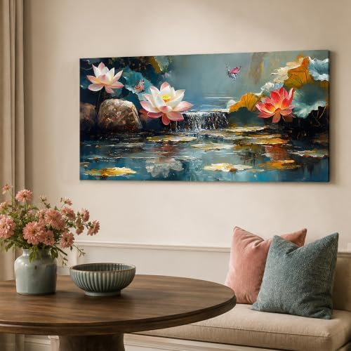Anolyfi Lotus Canvas Wall Art for Living Room 48"x24" - Image 6