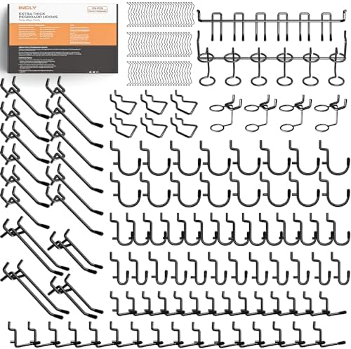 INCLY 176PCS Black Pegboard Hooks by INCLY
