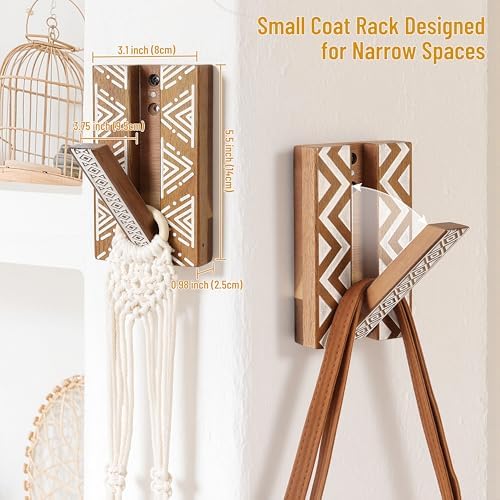 Boho Folding Wall Hooks: Decorative Wood Hanger 2Pack - Image 3