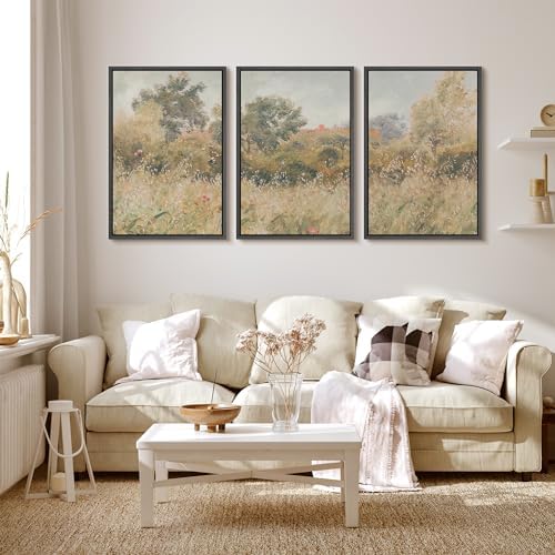 MUDECOR Framed Wall Art Print Set Pastoral Meadow and Tree Landscape - Image 2