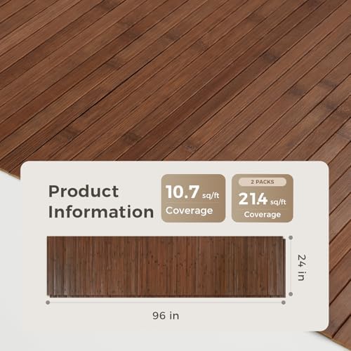 OUZUGIE 2 Pack 96x24 Inch Natural Bamboo Wall Panel - Image 2