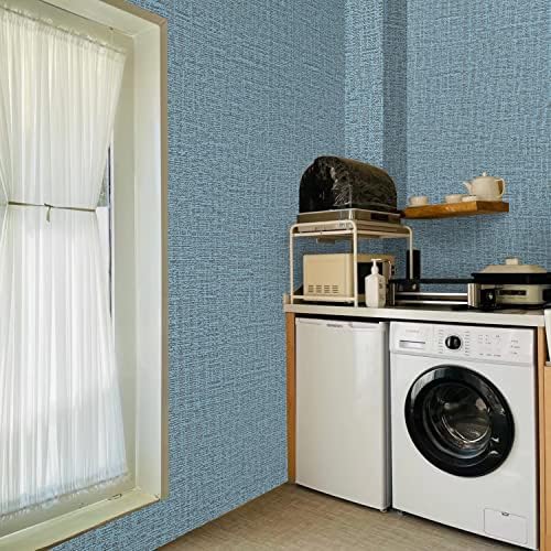 Peel and Stick Wallpaper Blue Grass Cloth Wall Paper - Image 5