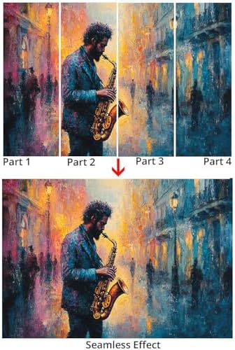 Colorful Wallpaper Mural for Home OfficeSaxophonist in Street Oil Painting - Image 5