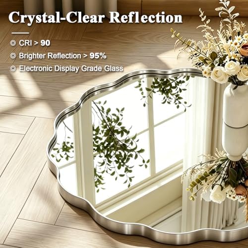 ANDY STAR Brushed Nickel Round Bathroom Mirror, 28 Inch Circle Mirror in - Image 4