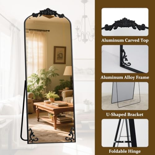 Easly 21"x 64" Arched Full Length Mirror, Freestanding Floor Mirror - Image 6