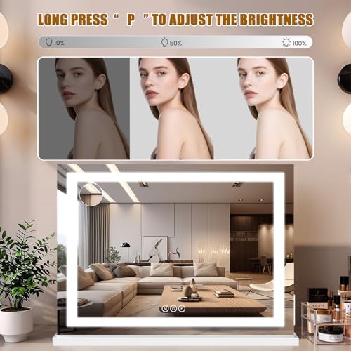 Vanity Mirror with Lights 28"x20", LED Makeup Mirror, 3 Color Lighting Modes - Image 4