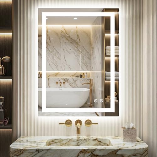 Delma LED Mirror for Bathroom 32x24 Inch, Dimmable Front & Backlit Vanity Mirror by Delma