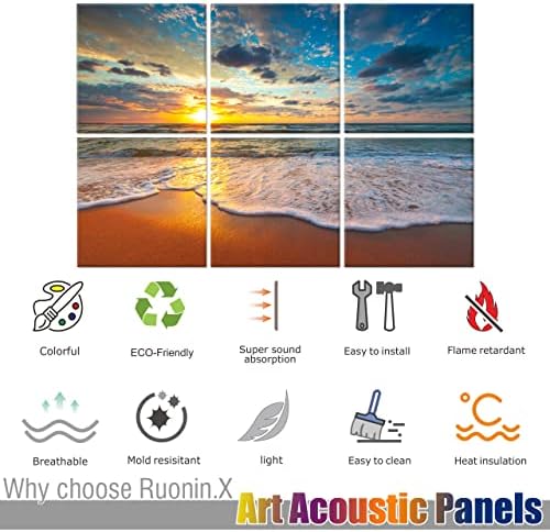 Ruonin.X Wall Art Panels, 6 Pack Decorative Sound Absorbing Wall Panels - Image 6