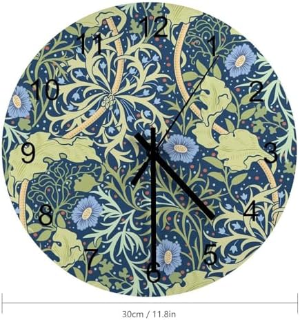 Retro Floral Wood Wall Clock, Vintage Botanical Garden Plants Herbs Flowers - Image 2