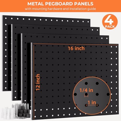 INCLY 4 Pack 12"x16" Upgrade Thicker Heavy Duty Metal Peg Board - Image 4