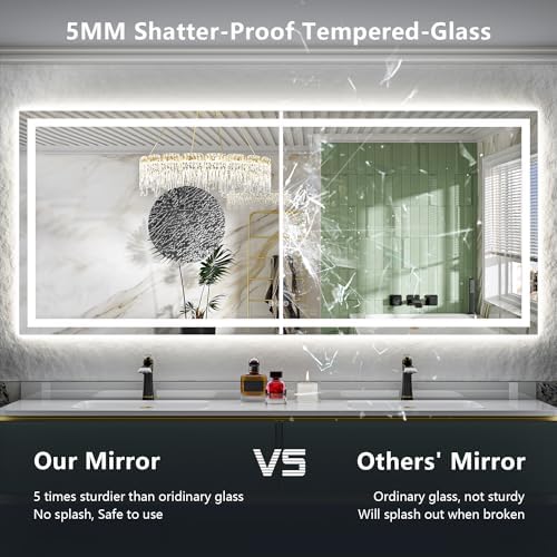 88x38 LED Bathroom Mirror with Lights, Lighted Vanity Mirror - Image 6