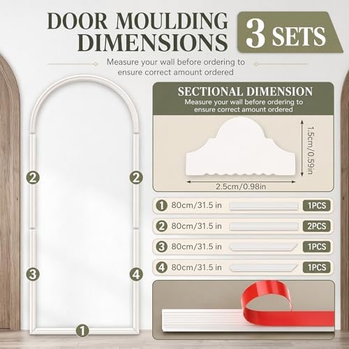 Colingmill 3 Set 32 x 78 Inch Arch Wall Molding Kit Peel Stick Wall Panels - Image 2