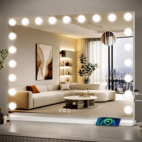 ROLOVE 39.4" x 27.6" Extra Large Hollywood Vanity Mirror by ROLOVE