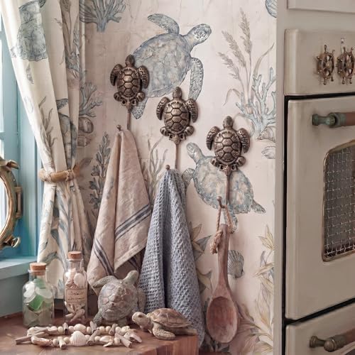 Hicarer 3 Pcs Sea Turtle Wall Hooks Cast Iron Hangers - Image 4