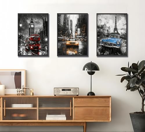 JWDXNOOK 3Pcs Color Car Canvas Prints Wall Art Unframed 12x16 inches - Image 4