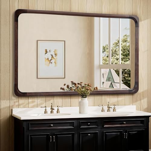 Tanmicoshomy 30 x 48 Inch Wood Rustic Large Bathroom Vanity Mirror - Image 2