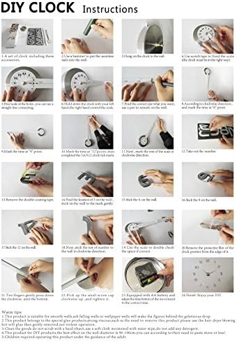 Timelike 3D DIY Wall Clock, 1M Modern Frameless Large 3D DIY Wall Clock Kit - Image 6