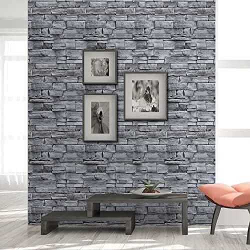 Brick Wallpaper Peel and Stick Wallpaper Grey Faux Stone Rock Wall paper - Image 4
