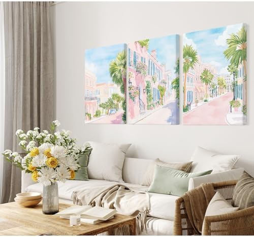 Charleston South Carolina Wall Art Preppy Watercolor Posters Pastel Coquette - Image 5