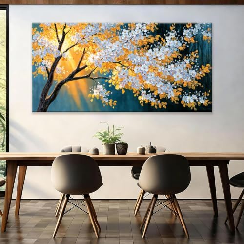 Modern Large Yellow Flower Tree Wall Art - Image 3