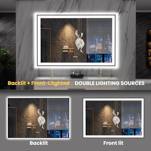 LOAAO 55"X36" LED Bathroom Mirror Black Framed - Image 5