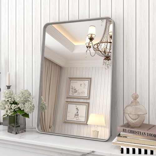 16x24 Inch Brushed Nickel Bathroom Vanity Mirror by CHARMOR