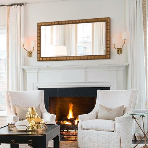 Large Wall Decorative Mirror, Rectangular Warm Gold Mirrors - Image 5