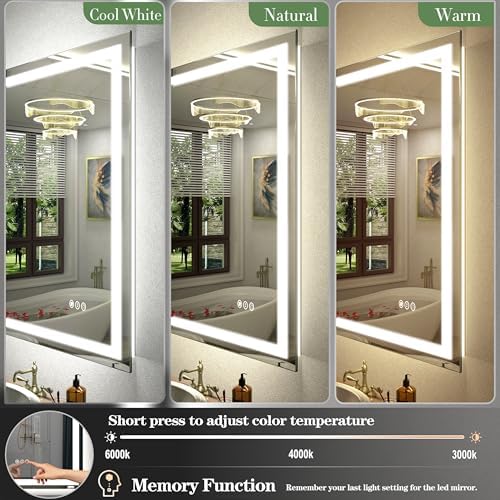66x40 Inch LED Bathroom Mirror Backlit and Front Lighted - Image 3