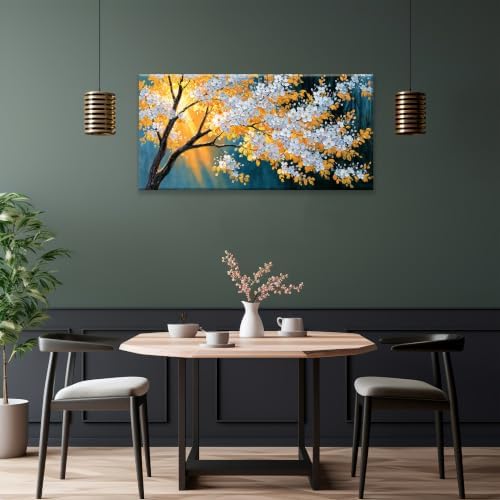 I@U Canvas Modern Yellow Gold Tree Wall Art Decor - Image 3