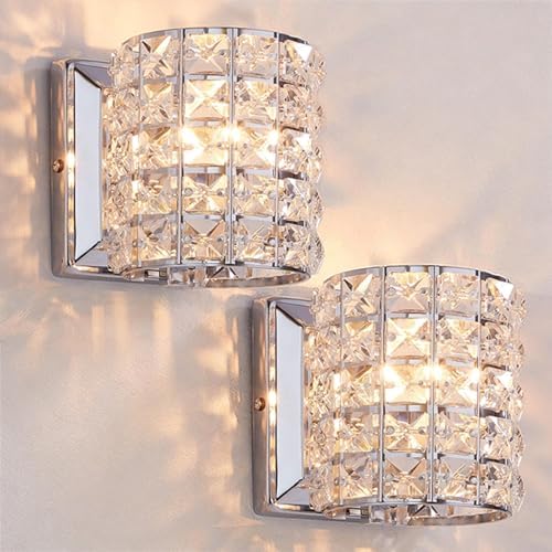 Crystal Wall Sconce Set of Two, Modern Wall Lamp 1 Light Lighting Fixtures - Image 2