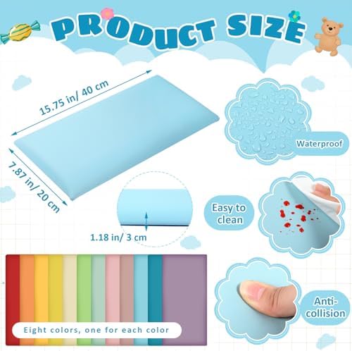 12 Pack Wall Padding Headboard 15.75" x 7.87" x 1.18" Rainbow Colors - Image 2
