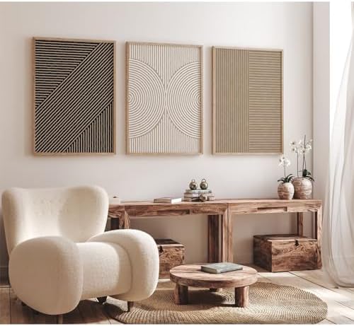 Boho Modern Wall Art Pictures Neutral Abstract Canvas Wall Decor Minimalist - Image 4