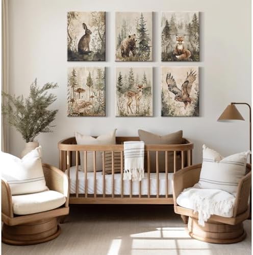 Woodland Animal Wall Art Nursery Canvas Wall Decor Forest Animal Poster Kids - Image 3