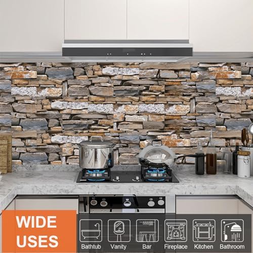 TUOKING Peel and Stick Backsplash Wall Tiles fot Kitchen, 3 Sheets - Image 2