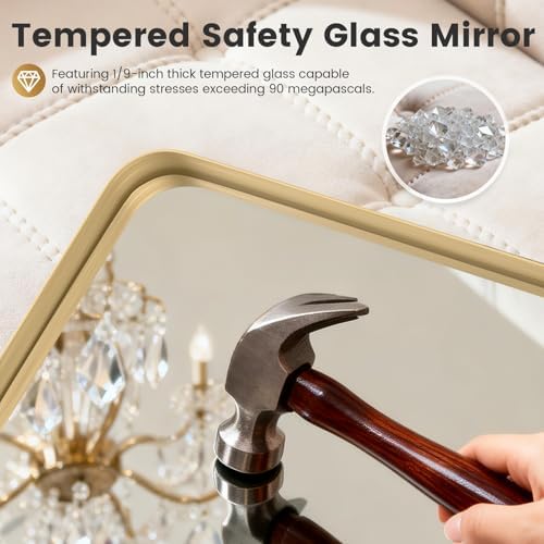 30"X40" Gold Bathroom Mirrors for Over Sink, Aluminum Frame - Image 4