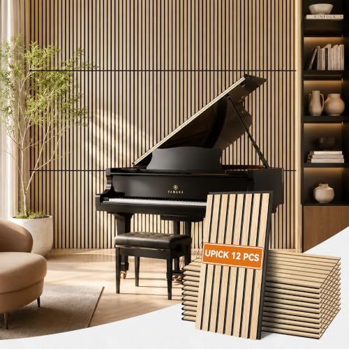 UPICK Wood Slat Acoustic Wall Panels 24" x 12", 12 Pack, 23.25 sq ft by Upick