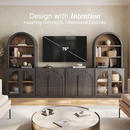 BELLEZE Bijou 126" Wall Unit 6-Piece Modular TV Stand - Image 3