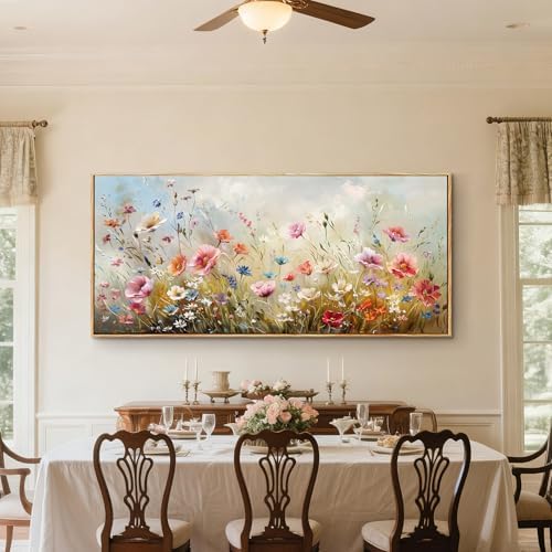 crmotu Extra Large Wall Decor, Colorful Wildflower Framed Print 32"x71" - Image 4