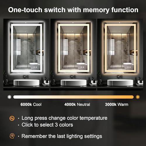36x24 LED Bathroom Mirror with Lights, Lighted Vanity Mirror - Image 4