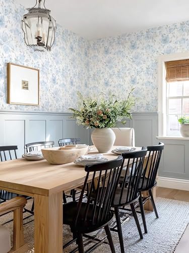 Ismoon Blue Floral Peel Stick Wallpaper Boho Watercolor Stick on Wall Paper - Image 6