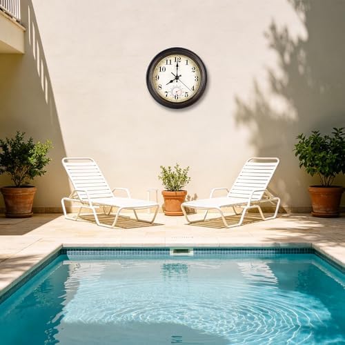 Outdoor Clock Waterproof with Thermometer Small Wall Clock - Image 6