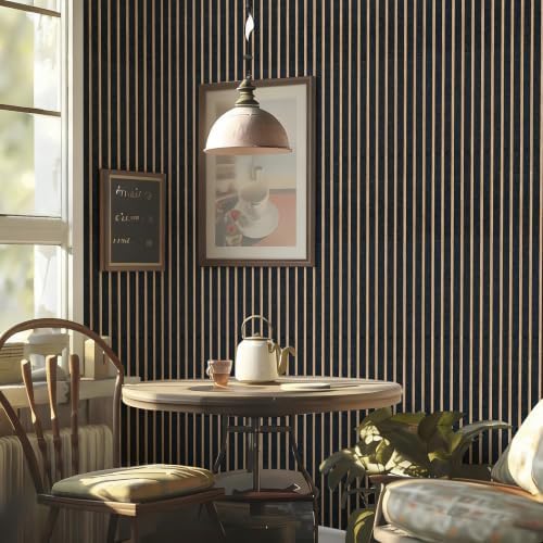 Dark Vertical Slat Panel Peel and Stick Wallpaper Self Adhesive 17.72" x - Image 2
