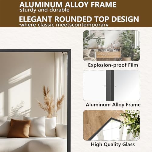 Koonmi 78"x35" Floor Mirror Full Length, Large Black Mirror - Image 4