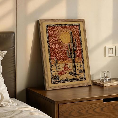 Framed Vintage Desert Cactus Wall Art, Desert Giant Cactus Canvas Print - Image 2