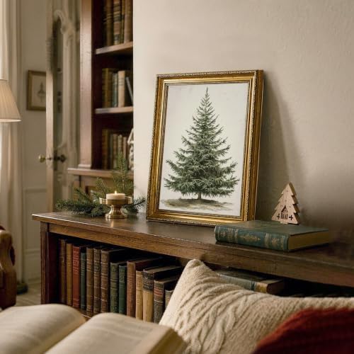 AVECCO Christmas Tree Pine Botanical Wall Art Canvas Framed 12x16 inch - Image 5