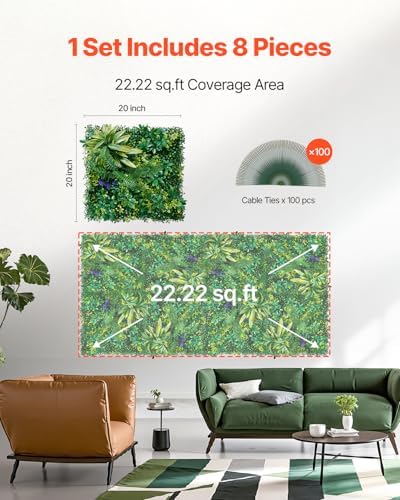VEVOR Artificial Grass Wall Panels, 3D Combination Greenery Boxwood Panel - Image 6