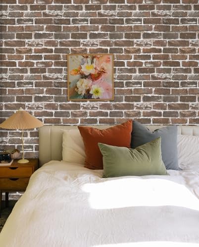 Timeet 3D Vintage Brown Brick Wallpaper 17.7"×472" Brick Peel and Stick - Image 6