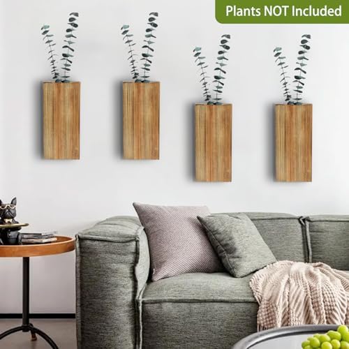 DILATATA Wood Wall Planters 4 Pack Wood Wall Decor - Image 4
