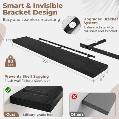 72 Inch Floating Shelves for Wall - Image 3